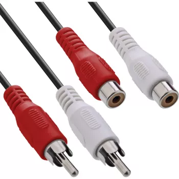 InLine Audiokabel 2x Cinch-Stecker / Buchse 5m, Stecker, 2 x Cinch, Buchse, 5 m, Schwarz