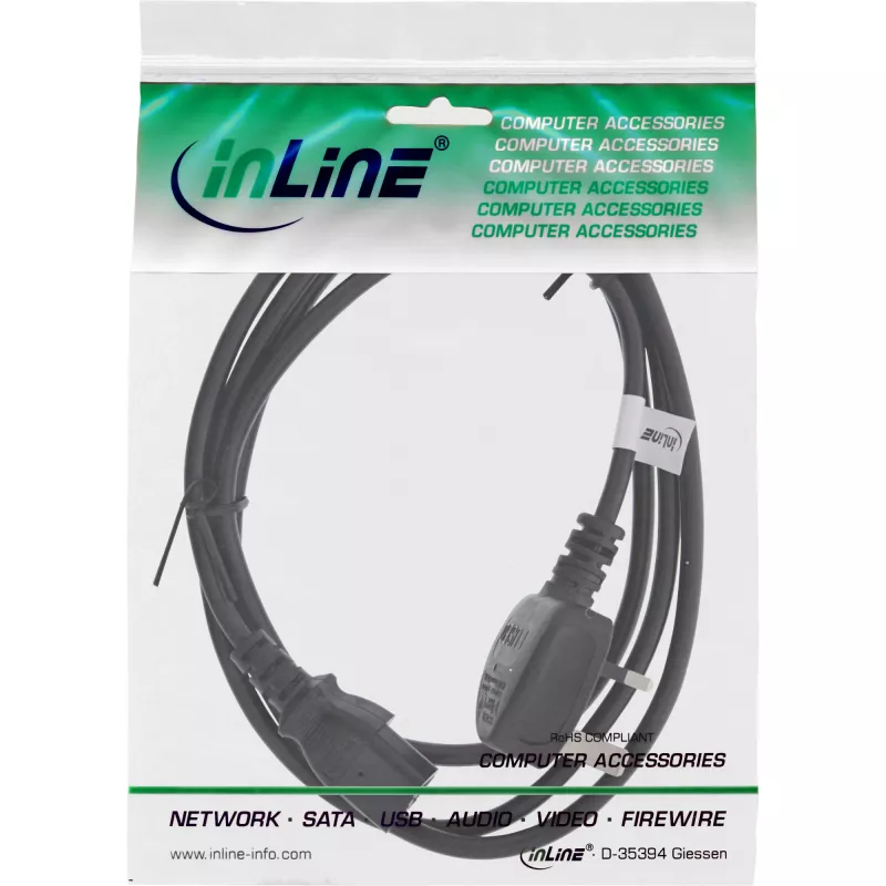 InLine Netzkabel England Stecker / 3pol. IEC C13 Buchse, 2m, 2 m, IEC C13, H05VV-F