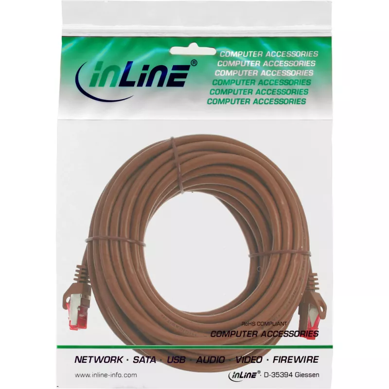 InLine Patchkabel S/FTP PiMF Cat.6 250MHz PVC Kupfer braun 15m