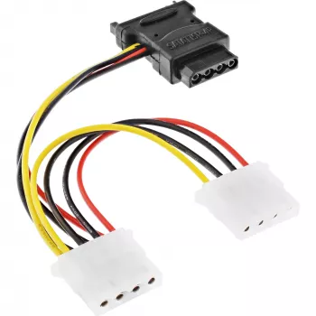 SATA-Stromkabel SATA-Buchse / 3x 4-Pin-Molex-Stecker 0,15 m InLine 29679