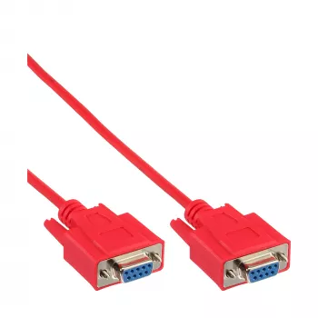 InLine Nullmodem-Kabel DP9 Buchse / Buchse, vergossen, rot, 2 m