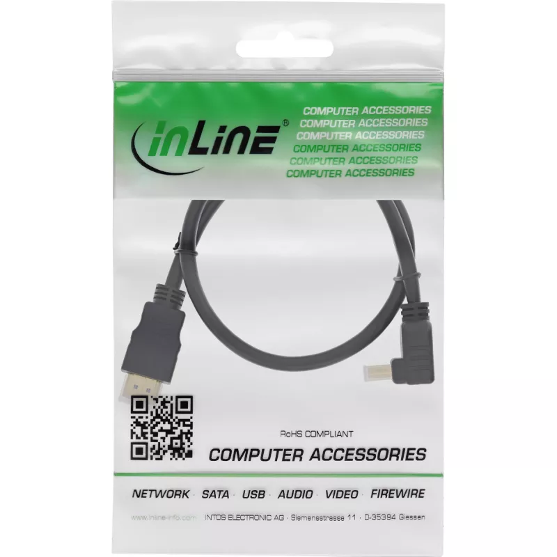 InLine High Speed HDMI-Kabel mit Ethernet, abgewinkelt, 3m
