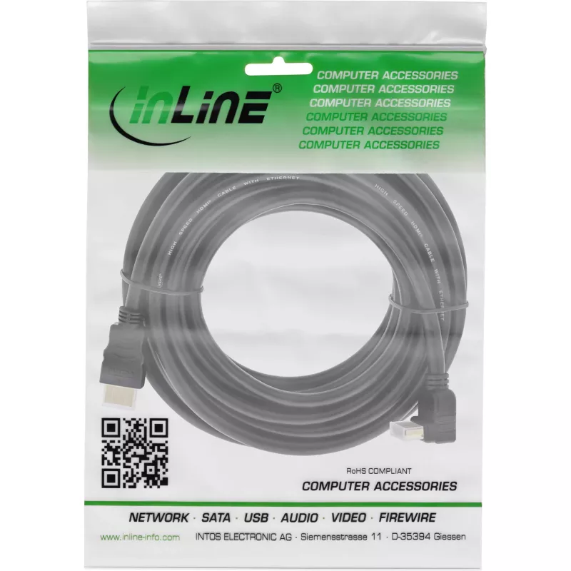 InLine High Speed HDMI-Kabel mit Ethernet, abgewinkelt, 7,5 m