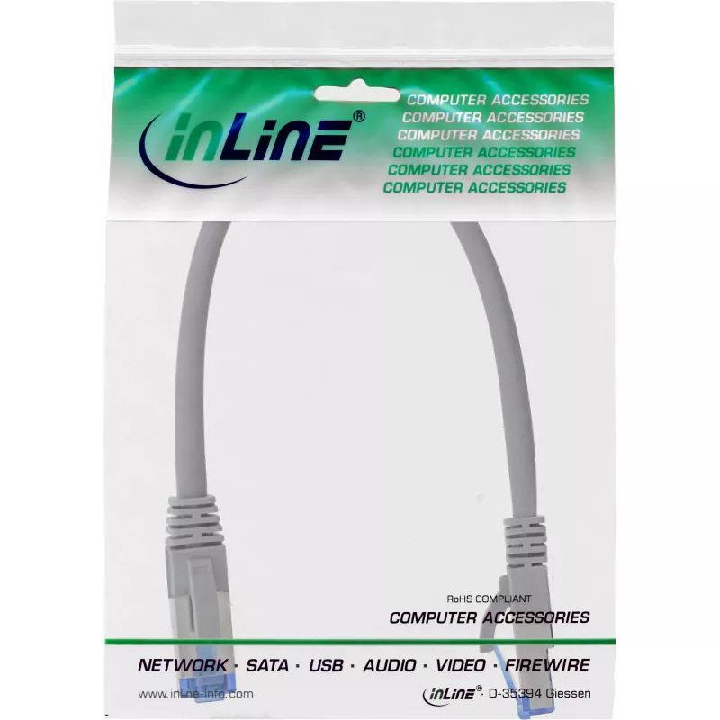 InLine Patchkabel S/FTP PiMF Kat.6A halogenfrei 500 MHz grau 0,25 m