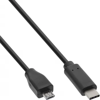 InLine USB 2.0 Kabel, USB-C Stecker / Micro-B Stecker, schwarz, 1m