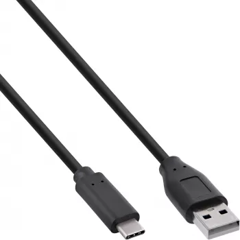 InLine USB 2.0 Kabel, USB-C Stecker / USB-A Stecker, schwarz, 1m