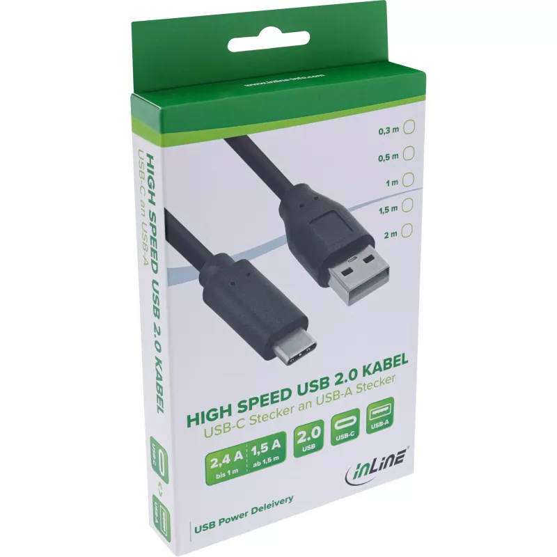 USB 2.0 Kabel InLine 35736 USB-C Stecker / USB-A Stecker schwarz 0,5m