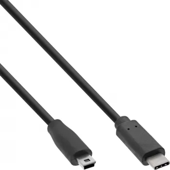 InLine USB 2.0 Kabel, USB-C Stecker / Mini-B Stecker (5pin), schwarz, 5m
