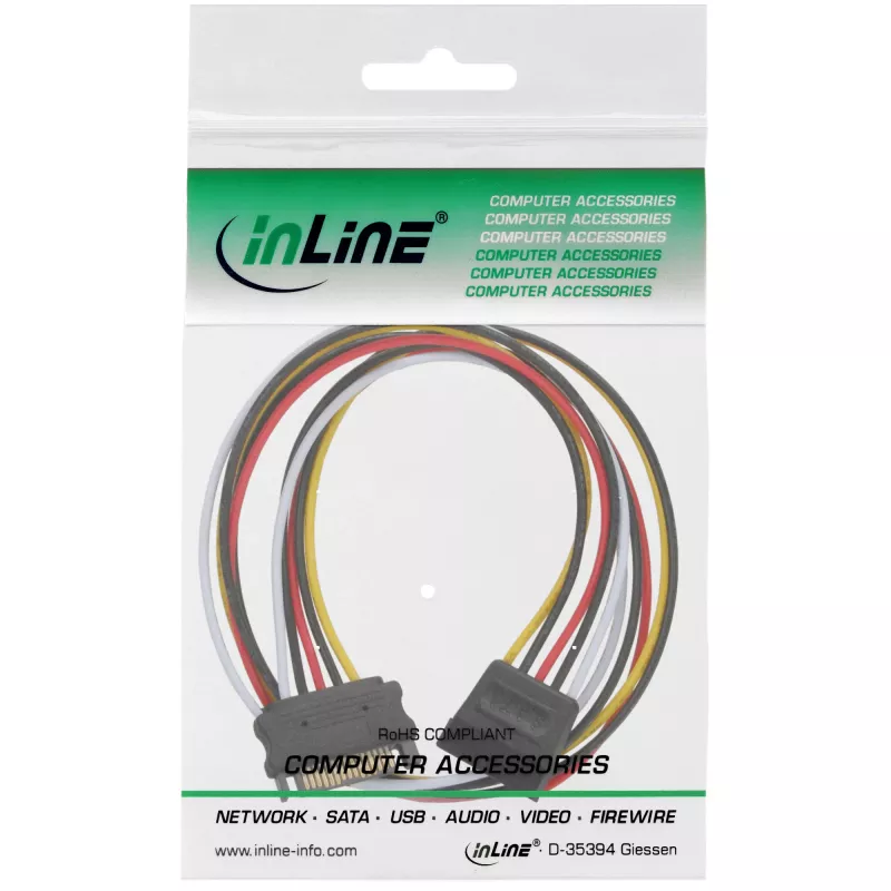 SATA-Stromverlängerungskabel Stecker/Buchse 0,30 m InLine 29651A