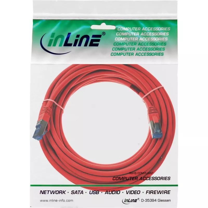 InLine Patchkabel S/FTP PiMF Cat.6A halogenfrei 500 MHz rot 20 m