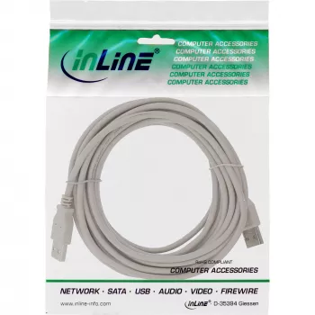 USB 2.0 Kabel Typ A Stecker/Stecker beige 5m InLine 34350H