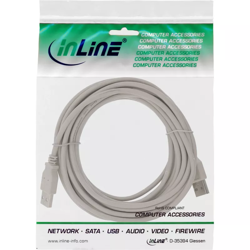 USB 2.0 Kabel Typ A Stecker / Stecker beige 3m InLine 34330H