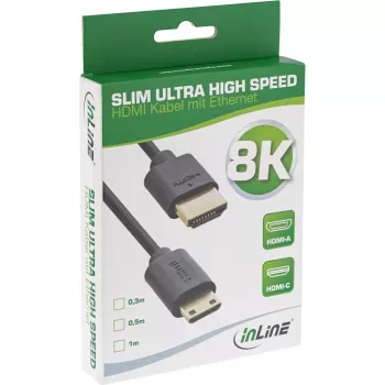 InLine schlank Ultra High Speed HDMI-Kabel AM/CM 8K4K vergoldet schwarz 0,5 m