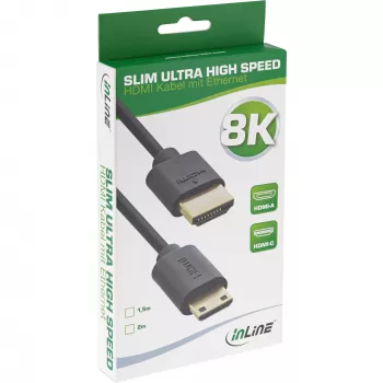 InLine Slim Ultra High Speed HDMI-Kabel AM/CM 8K4K vergoldet schwarz 2m