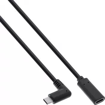 USB 3.2 Gen.1x2 Kabel InLine 35782 USB-C Stecker abgewinkelt / Buchse schwarz 2m