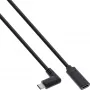 InLine USB 3.2 Gen.2x2 Kabel, USB-C Stecker gewinkelt / Buchse, Schwarz, 0,5 m (35786)