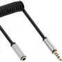 InLine schlank Audio Spiralkabel 3,5 mm Stecker / Buchse, 4-polig, Stereo, 2 m