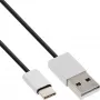 InLine USB 2.0 Kabel, USB-C Stecker / USB-A Stecker, schwarz/alu, flexibel, 0,5 m