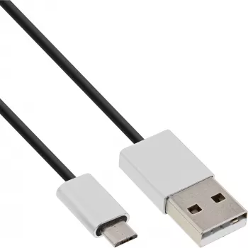 InLine Micro-USB 2.0 Kabel, USB Typ A / Micro B M/M, schwarz/alu, flexibel, 3 m