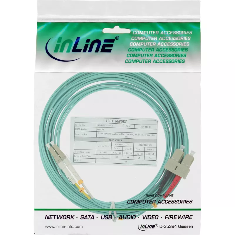 InLine Glasfaser-Duplexkabel LC/SC 50/125µm OM3 25m