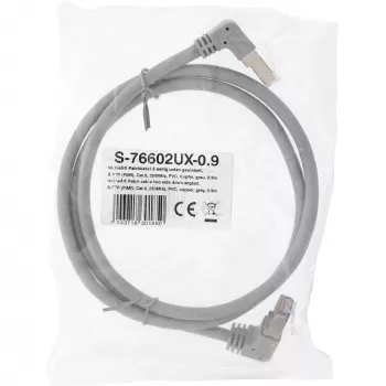 Netzwerkkabel InLine® S-76602U-0.9 abgewinkelter Stecker Cat.6 0,9m grau