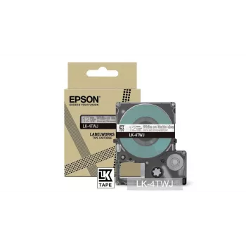 Epson LabelWorks LK-4TWJ Beschriftungsband, weiß auf matt transparent, 12 mm x 8 m