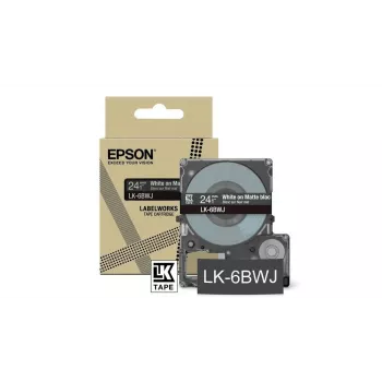Etikettenband Epson LK-6BWJ Schwarz Weiß Thermotransfer 2,4 cm