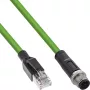 InLine Industrie-Netzwerkkabel, M12 4-polig D-kodiert Stecker auf RJ45, PUR 1 m