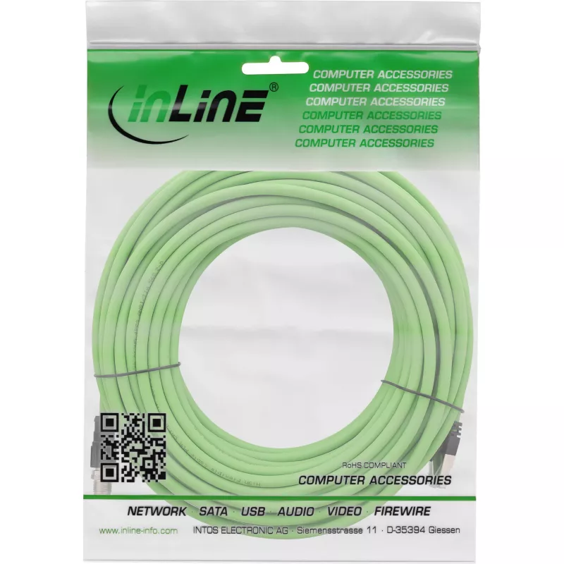 InLine Industrielles Netzwerkkabel, M12 8-polig X-kodiert auf RJ45, Cat.6A PUR, 7,5 m