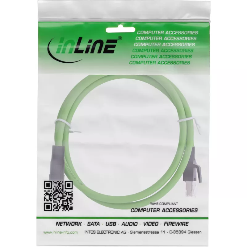 InLine Industrie-Netzwerkkabel, M12 8-polig X-kodiert auf RJ45-Stecker, Cat.6A PUR 5 m