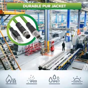 InLine Industrial Netzwerkkabel, M12 4-pin D-coded male plug to RJ45, PUR 3m