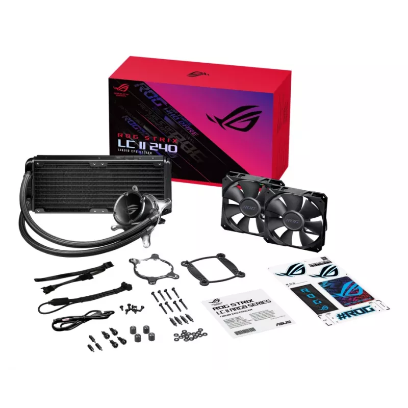 All-in-One-Flüssigkeits-CPU-Kühler ASUS ROG Strix LC II 240 — 120-mm-Lüfter, 137,5 m³/h Luftstrom, schwarz