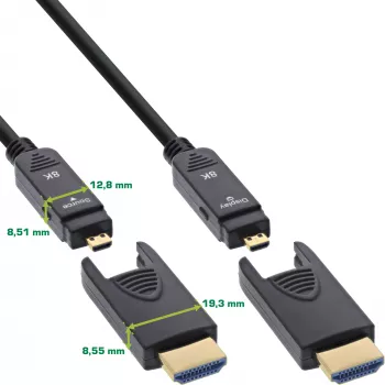 InLine HDMI AOC Kabel, Ultra High Speed HDMI, 8K4K, abnehmbarer Stecker, 25m
