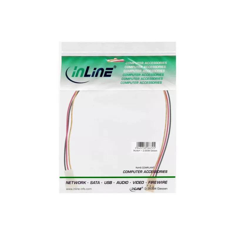 InLine Lüfterkabelverlängerung 3-Pin Molex Stecker/Buchse Länge 2 m