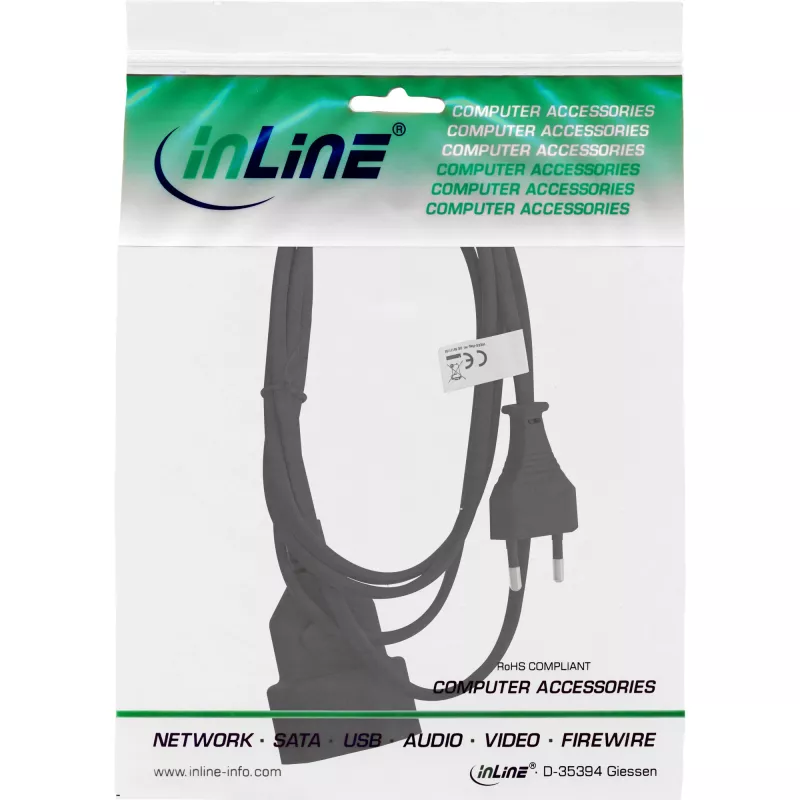 InLine 16680S Netzkabel Schwarz 0,2 m CEE7/16