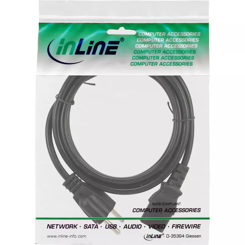InLine 16658J Netzkabel Schwarz 1,8 m Netzstecker Typ B IEC C13