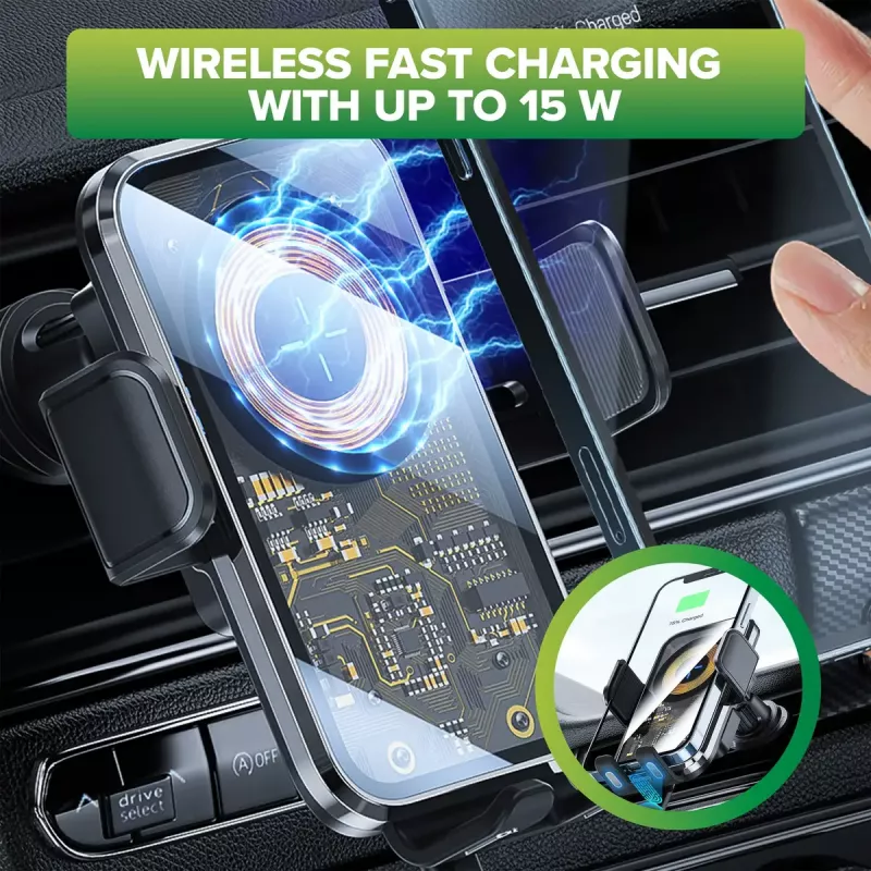 InLine ONE TOUCH QI 2 KFZ-Smartphone-Halterung mit Wireless Charger, universal