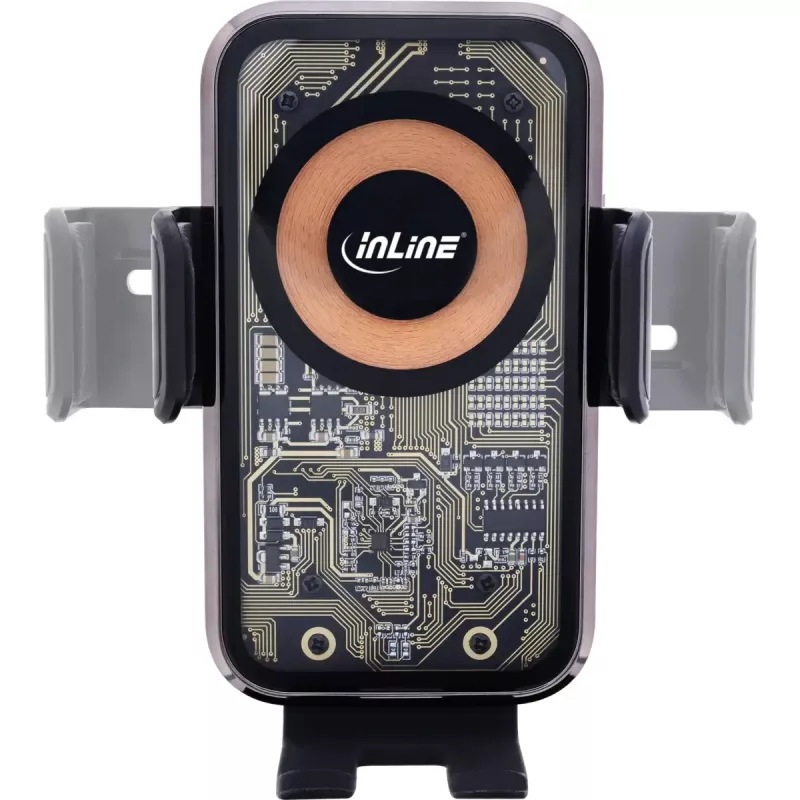 InLine ONE TOUCH QI 2 KFZ-Smartphone-Halterung mit Wireless Charger, universal