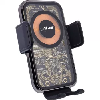 InLine ONE TOUCH QI 2 KFZ-Smartphone-Halterung mit Wireless Charger, universal