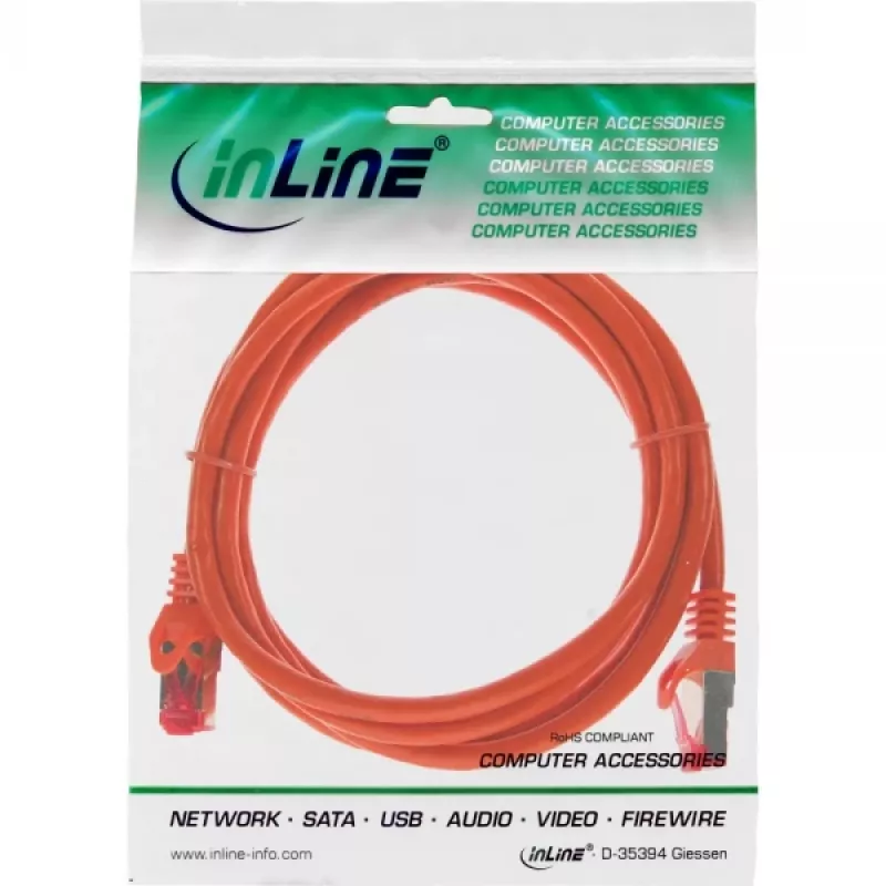 InLine Patchkabel S/FTP PiMF Cat.6 250MHz PVC Kupfer orange 0,25m