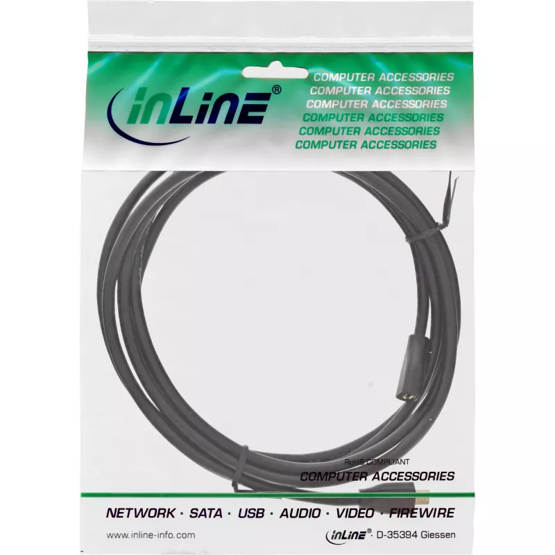 InLine Micro-USB 2.0 Verlängerungskabel, Micro-B M/F, schwarz/gold, 3m