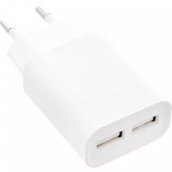 InLine USB-Netzteil DUO, 2 Ports 100-240VAC auf 5V / 2.1A weiß