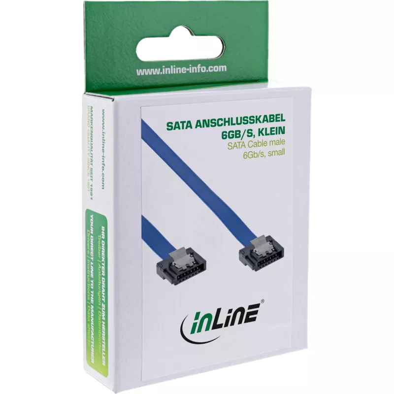 InLine SATA 6Gb/s Kabel kleiner Stecker 0,15m mit Verriegelungen 27701K