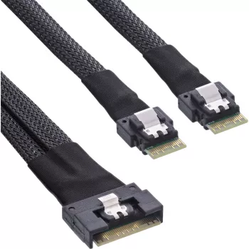 InLine schlank SAS-Kabel, SFF-8654 8i auf 2x SFF-8654 4i, 0,75 m