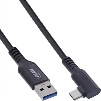 InLine USB 3.2 Gen.1 Kabel, USB-C Stecker abgewinkelt - USB-A Stecker für VR, schwarz, 5m