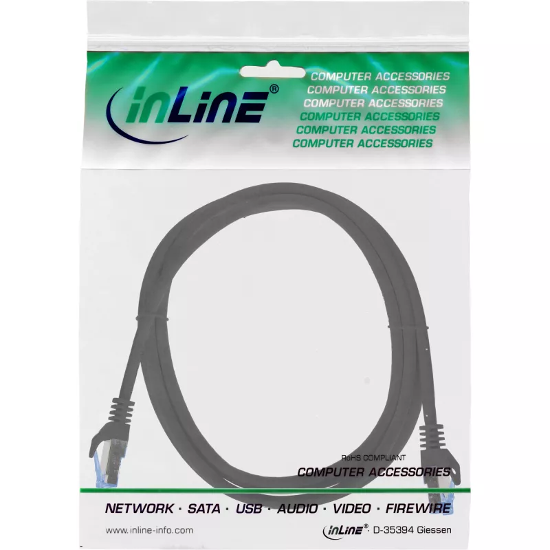 InLine 72655S Netzwerkkabel Schwarz 0,5 m Cat6a S/FTP (S-STP)