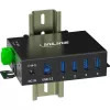 InLine 35396A USB-3.2-Gen-1-Industrie-Hub, 4x USB-A, USB-B-Host-Anschluss, 5 Gbit/s, Aluminiumgehäuse, schwarz, mit Netzteil
