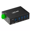 InLine 35396A USB-3.2-Gen-1-Industrie-Hub, 4x USB-A, USB-B-Host-Anschluss, 5 Gbit/s, Aluminiumgehäuse, schwarz, mit Netzteil