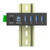 InLine 35396A USB-3.2-Gen-1-Industrie-Hub, 4x USB-A, USB-B-Host-Anschluss, 5 Gbit/s, Aluminiumgehäuse, schwarz, mit Netzteil