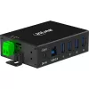 InLine 35396A USB-3.2-Gen-1-Industrie-Hub, 4x USB-A, USB-B-Host-Anschluss, 5 Gbit/s, Aluminiumgehäuse, schwarz, mit Netzteil